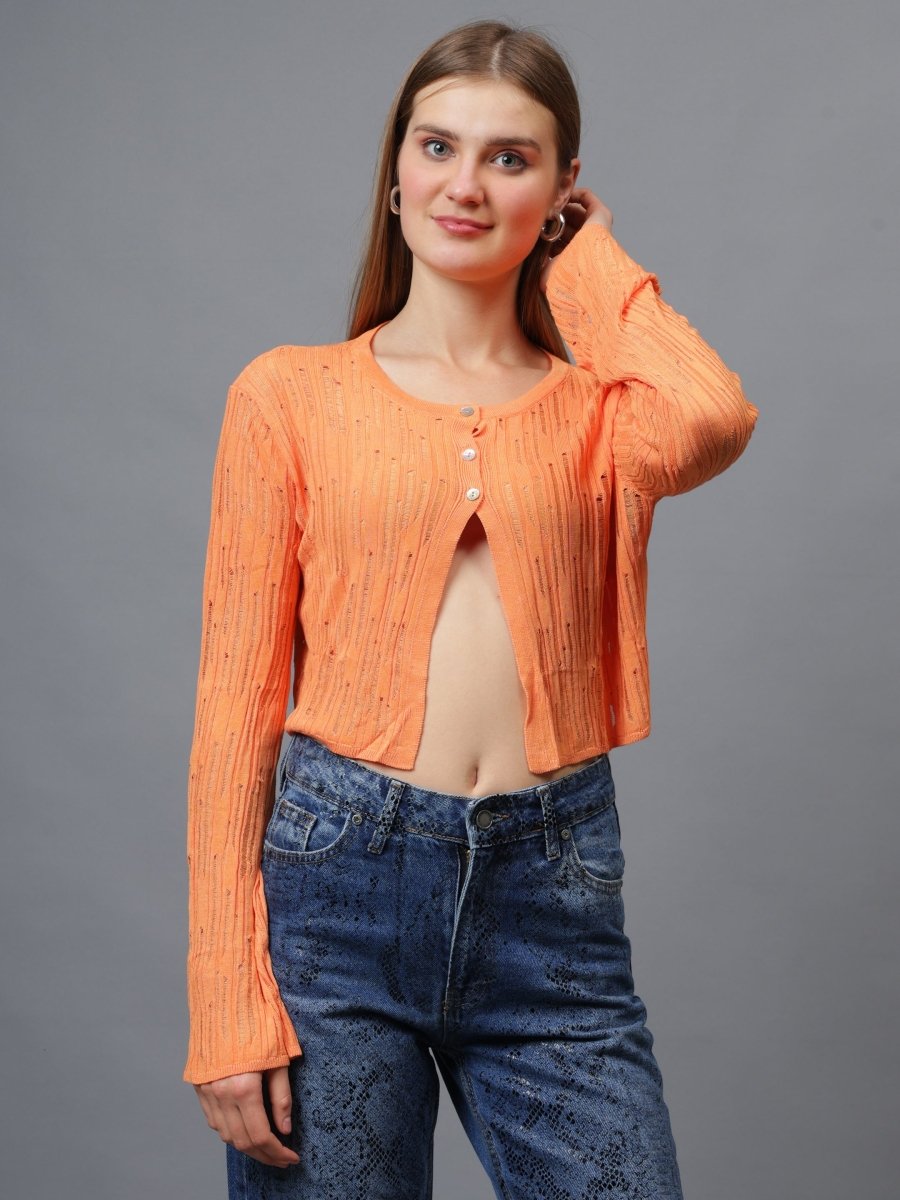 Gaiia Self Design Long Sleeve Top With Button - GAIIA